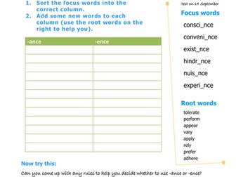 Spelling investigation and dictation sheets for 2014 curriculum