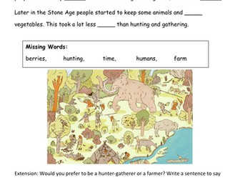 Stone Age Hunter Gatherer Cloze exercise