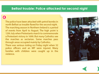 Listening Comprehension - Prepositions - Riots in Belfast