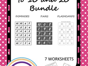Number bonds to 10 and 20 games and worksheet bundle