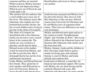 Cards to order the events of Blood Brothers