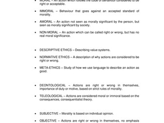 Glossary for Religious Philosophy and Ethics