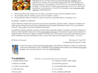 La santé: Une bonne alimentation