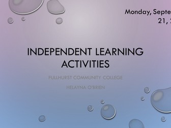 GCSE Science Independent Learning Activities/Lesson Plans 