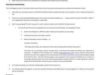 Edexcel GCSE Business Unit 2 Controlled Assessment Write Up Structure