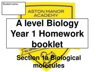 AQA A level Biology new spec Biological molecules revision booklet