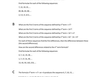 Sequences with Polynomial nth Term Formulae - An Investigation