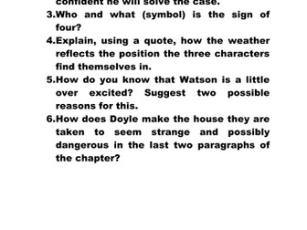 Sign of Four Chapter 3 Comprehension Questions