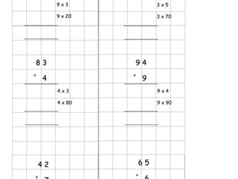 Low ability Year 5 class. 3 differentiated short multiplication worksheets.