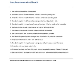 Booklets for Edexcel GCSE Business Studies unit 1 Introduction to small business 