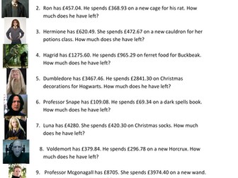Money Problems and Finding Change Year 4 (Harry Potter theme)