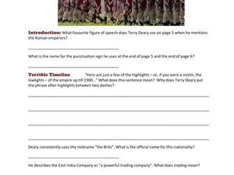 Comprehension questions: Barmy British Empire by Terry Deary (in Horrible Histories series)