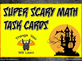 Halloween Math  Word Problem Task Cards (Super Scary)