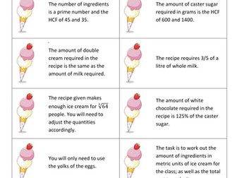 Ice cream mystery HCF LCM