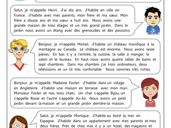 FRENCH - Where I live - Où j'habite - Revision - Worksheets