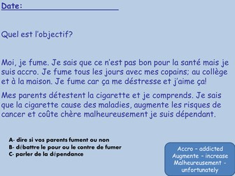 GCSE Healthy living - Smoking