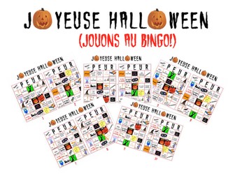 10 French Bingo Cards for Hallowe'en
