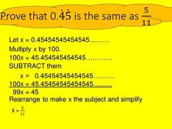 Recurring decimals and substitution