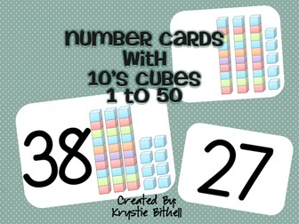Number Cards with Base Tens Cubes for Visual Supports 