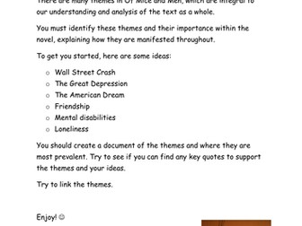 Of Mice and Men Research Task Sheets