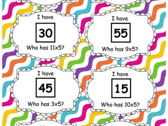 5 Times Table Follow Me Cards