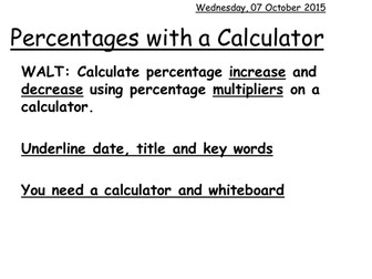 Percentage increase and decrease using a multiplier