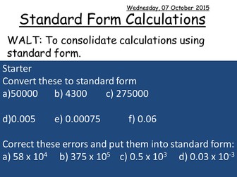 Standard Form Calculation lesson