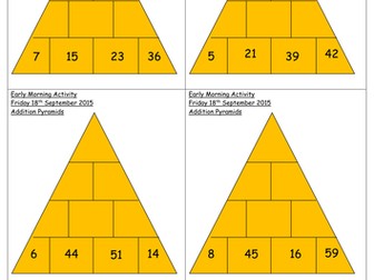 Addition pyramids (maths starter or early morning work)