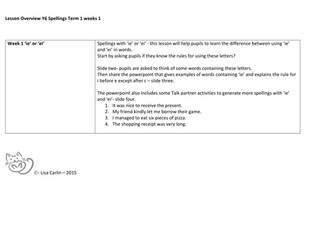 Year 5 and 6 SPAG - spellings: words with 'ie' rule except after c 