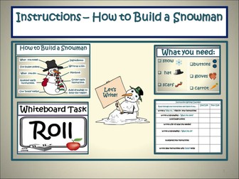 Writing Instructions : How to Build a Snowman with  Additional Tasks