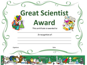 Science Award Certificate