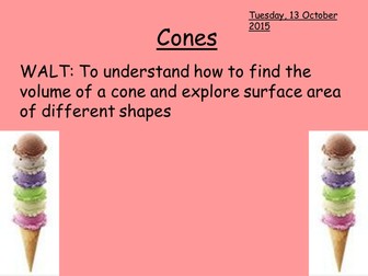 Volume and Surface Area of a cone