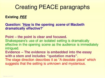 Literature: Macbeth - Shakespeare - PEACE paragraph for GCSE English 2017