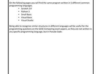 Common Programming Features in Different Programming Languages