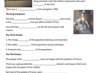  French Revolution PPT and worksheet  Part 1 - Overview 
