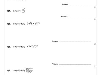 Using the Laws of Indices to Simplify Expressions
