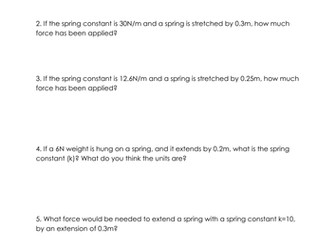 Differentiated Hooke's Law worksheets - now with added Bronze level