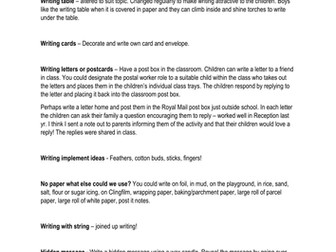 Writing Opportunities in Reception