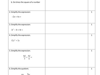 Algebra Indices Year 9 Intermediate Maths NSW Paper