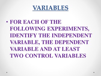 Assessment powerpoint for Identification of Variables.