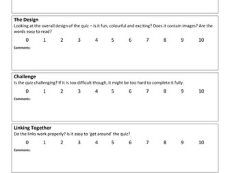 Students Create a Quiz - Ready-linked PowerPoint template and Peer Assessment ANY SUBJECT!