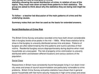 The social distribution of crime & crime risk in terms of class, gender, age, geography & ethnicity