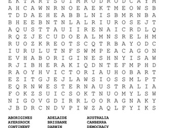 Australia Word Search and Map Color