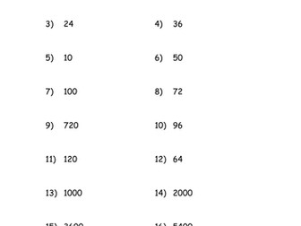 Product of Prime Factors Extended Homework