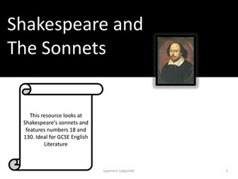 Shakespeare Sonnets- For GCSE and IGCSE