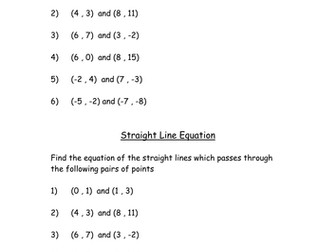 Finding the Equation of a Straight Line given 2 Points