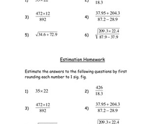 Estimation or Using a Calculator Homework