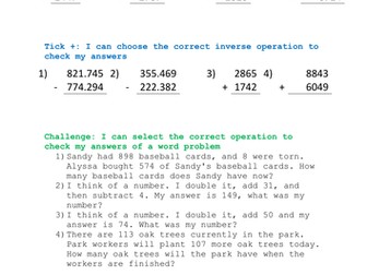 Year 4 top set inverse questions
