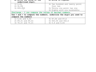 Place value of decimals