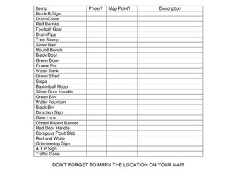 Orienteering Item Finder Worksheet